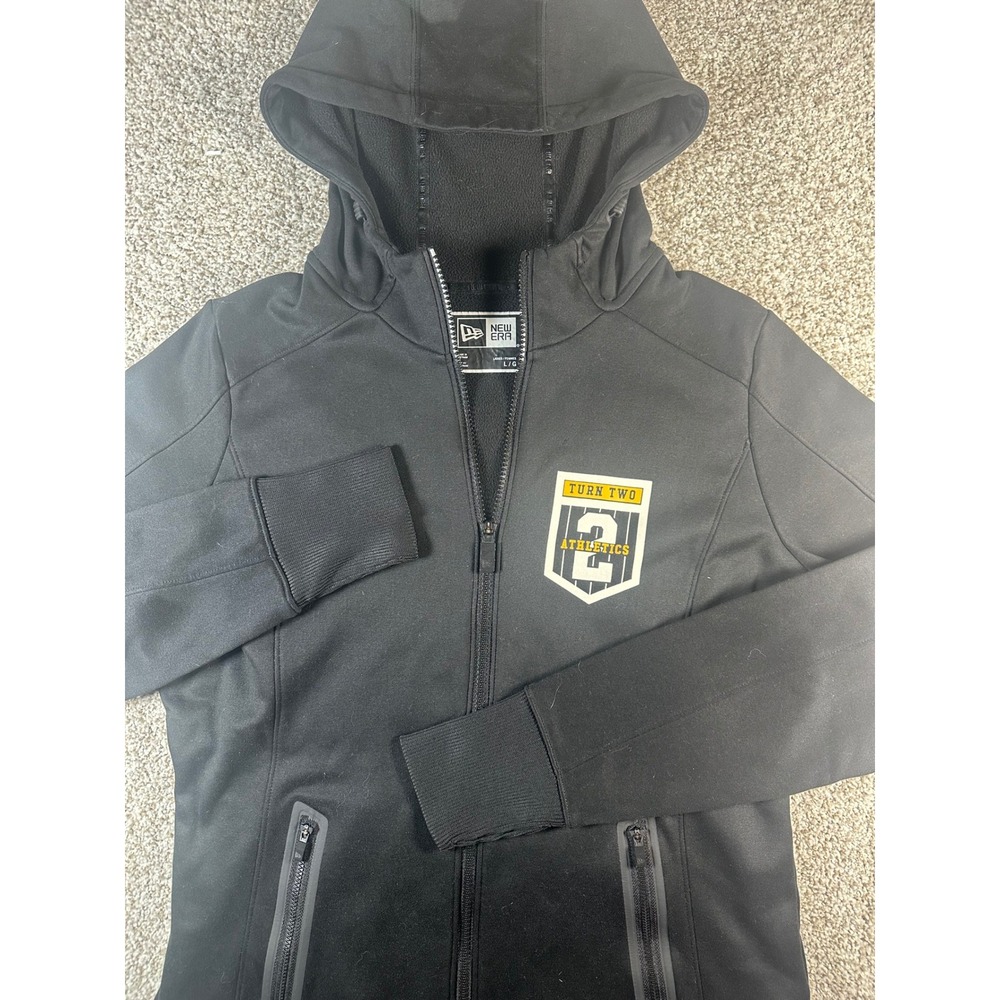 New Era Womens Turn Two Athletics Full Zip Fleece Hoodie Black L LNEA522